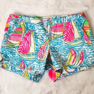 Lilly Pultizer sailboat print lowrise cotton shorts size 2